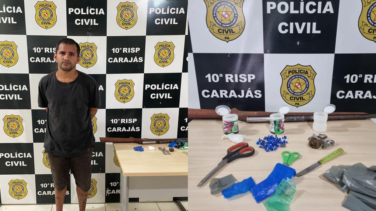 PC realiza prisão de suspeito por tráfico de drogas e posse ilegal de arma de fogo em Marabá
