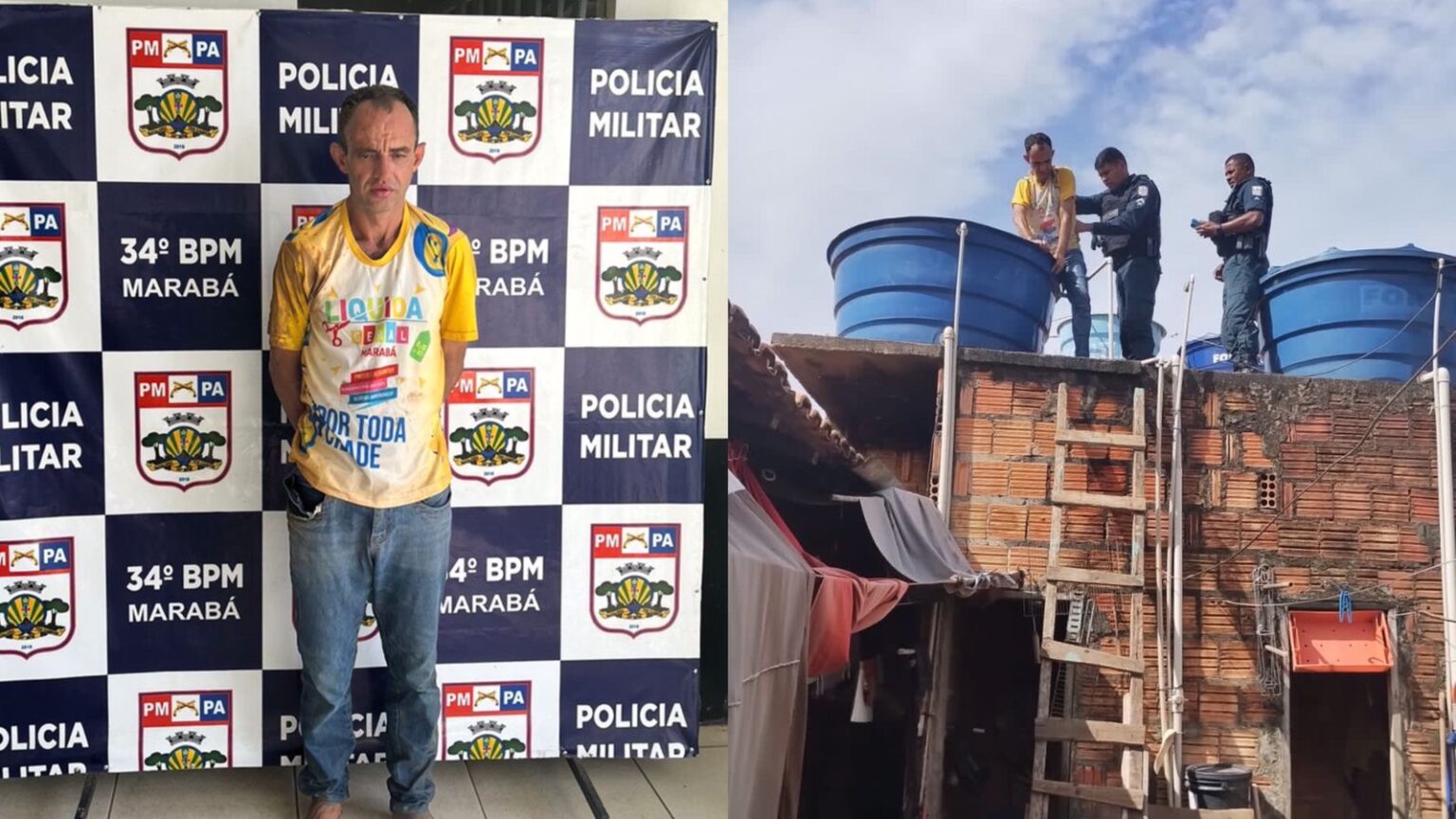 PM prende ladrão escondido em caixa d’água em Marabá