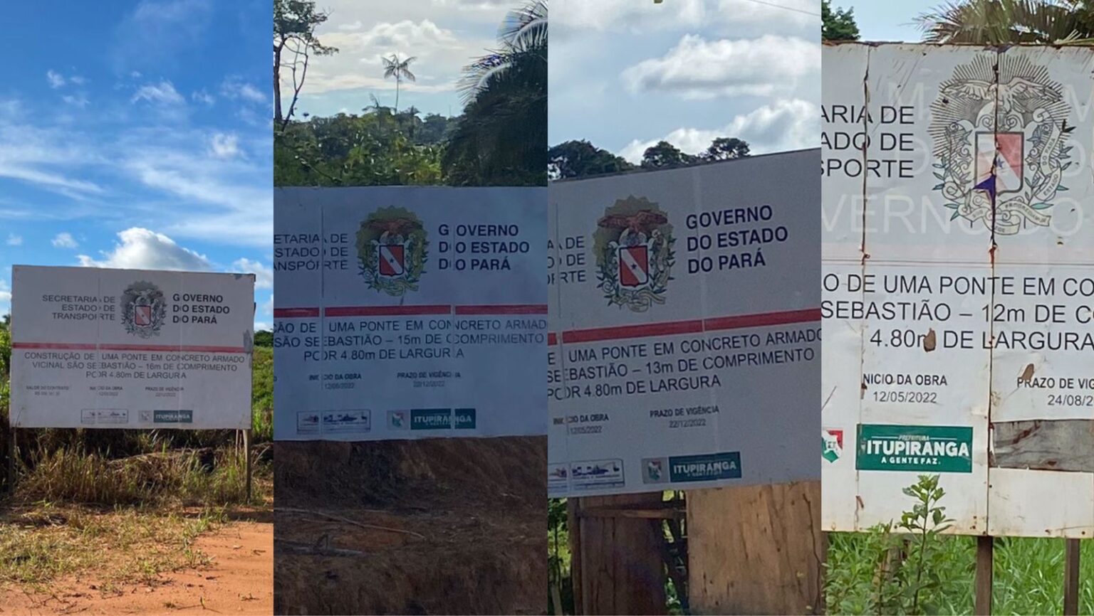Benjamin abandona construção de 5 pontes só na Vicinal São Sebastião em Itupiranga