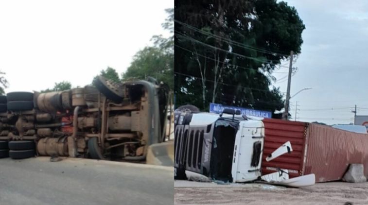 Vídeo: carreta tomba e causa congestionamento na BR-316
