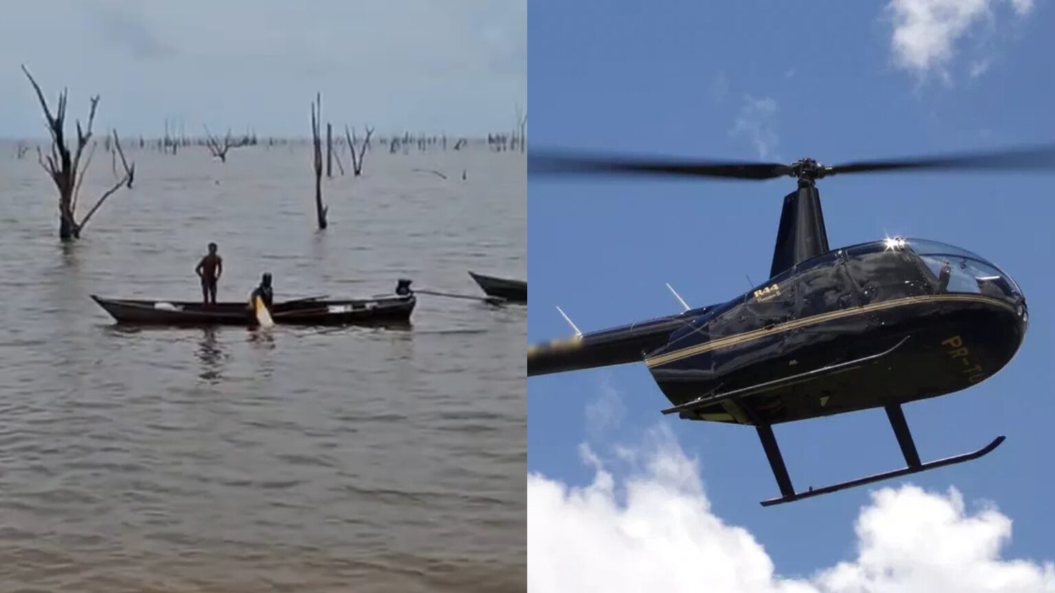 VÍDEO: Um corpo é achado junto a destroços de helicóptero dentro de lago
