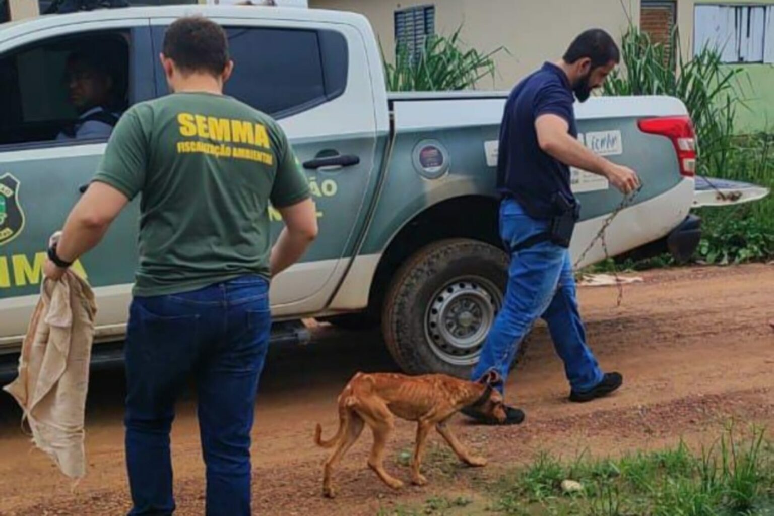 Semma e Polícia Civil resgatam cachorro em Marabá