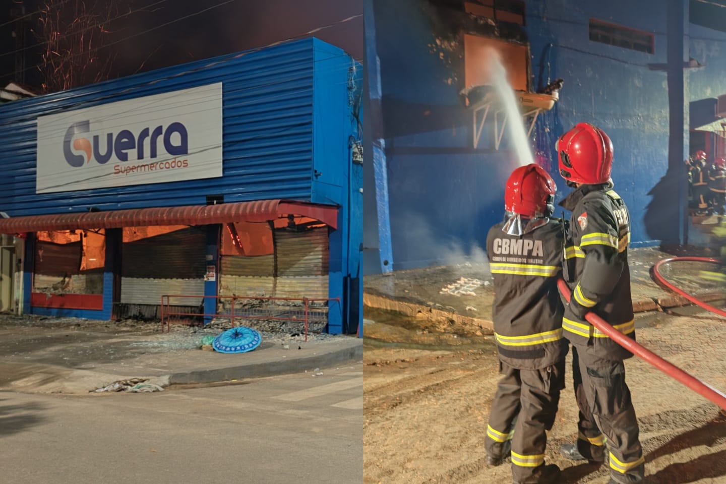 Vídeo: fogo destrói supermercado em São Domingos do Araguaia