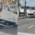 Táxi capota em via pública em Marabá, nesta quarta-feira (24)