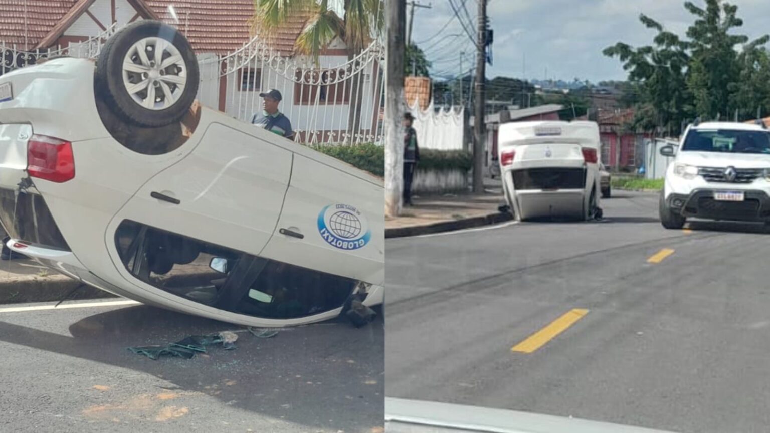 Táxi capota em via pública em Marabá, nesta quarta-feira (24)