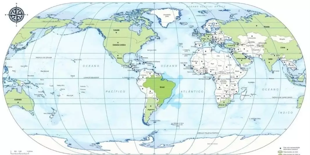 IBGE coloca o Brasil no centro do mundo em novo mapa-múndi