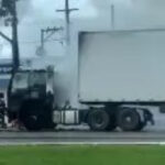 Caminhão pega fogo na BR-316