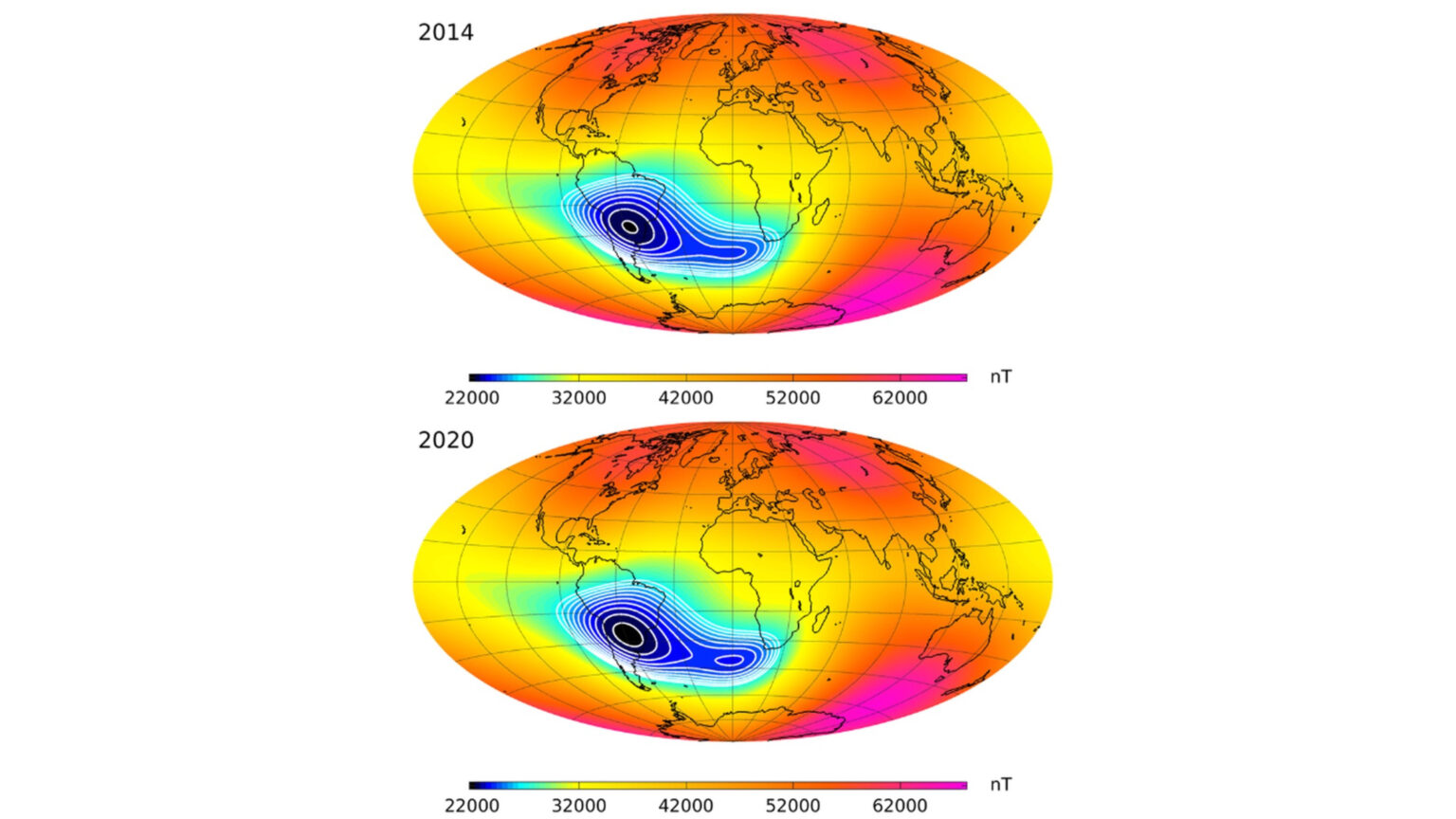 Anomalia magnética sobre o Brasil cresce e é monitorada pela Nasa