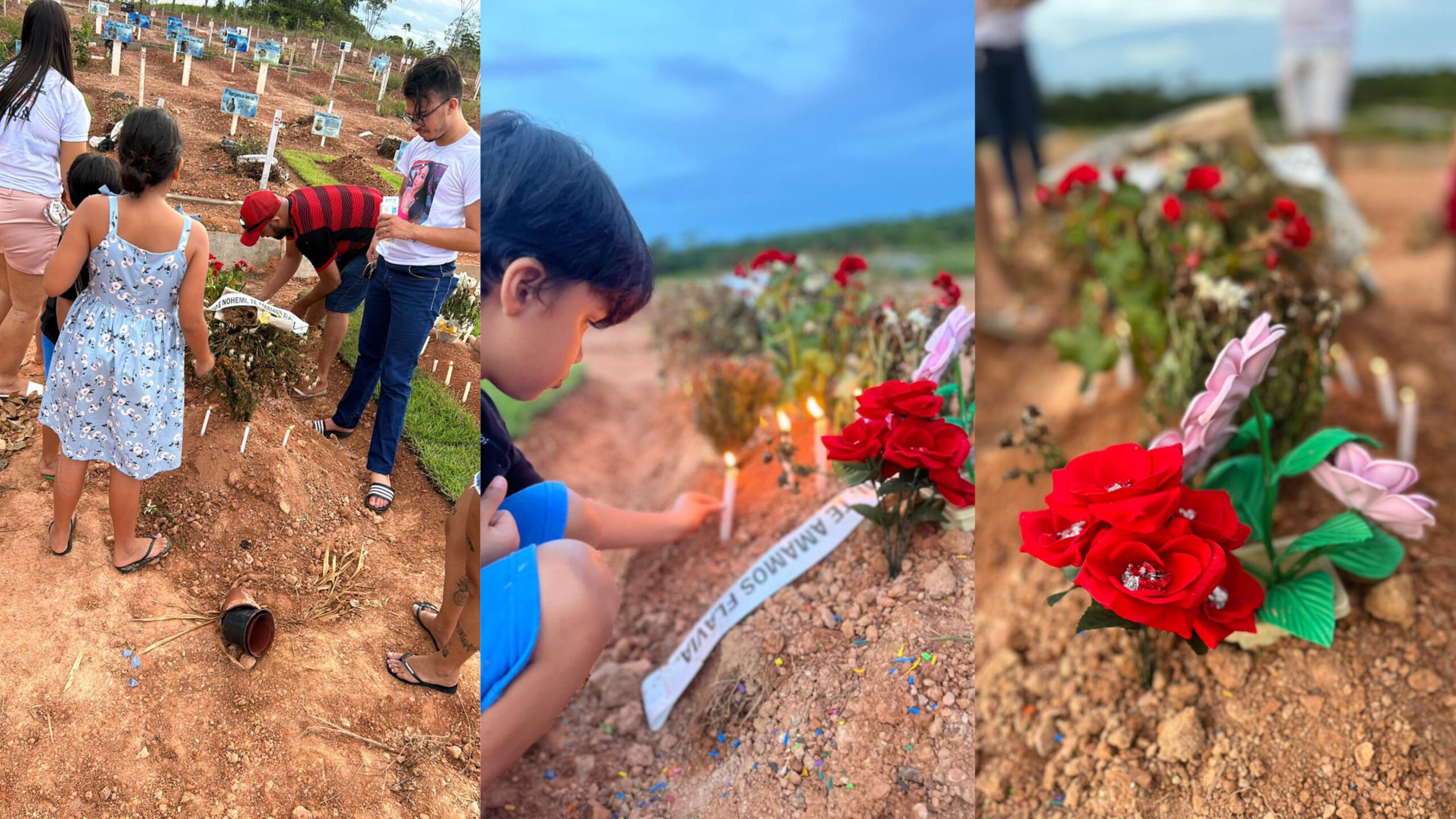 Familiares e amigos visitam túmulo de Flávia Alves uma semana após sepultamento