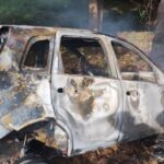 Carro colide contra árvore e pega fogo em Marabá