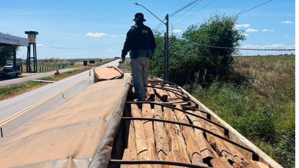 PRF apreende 54 metros cúbicos de madeira ilegal em Marabá