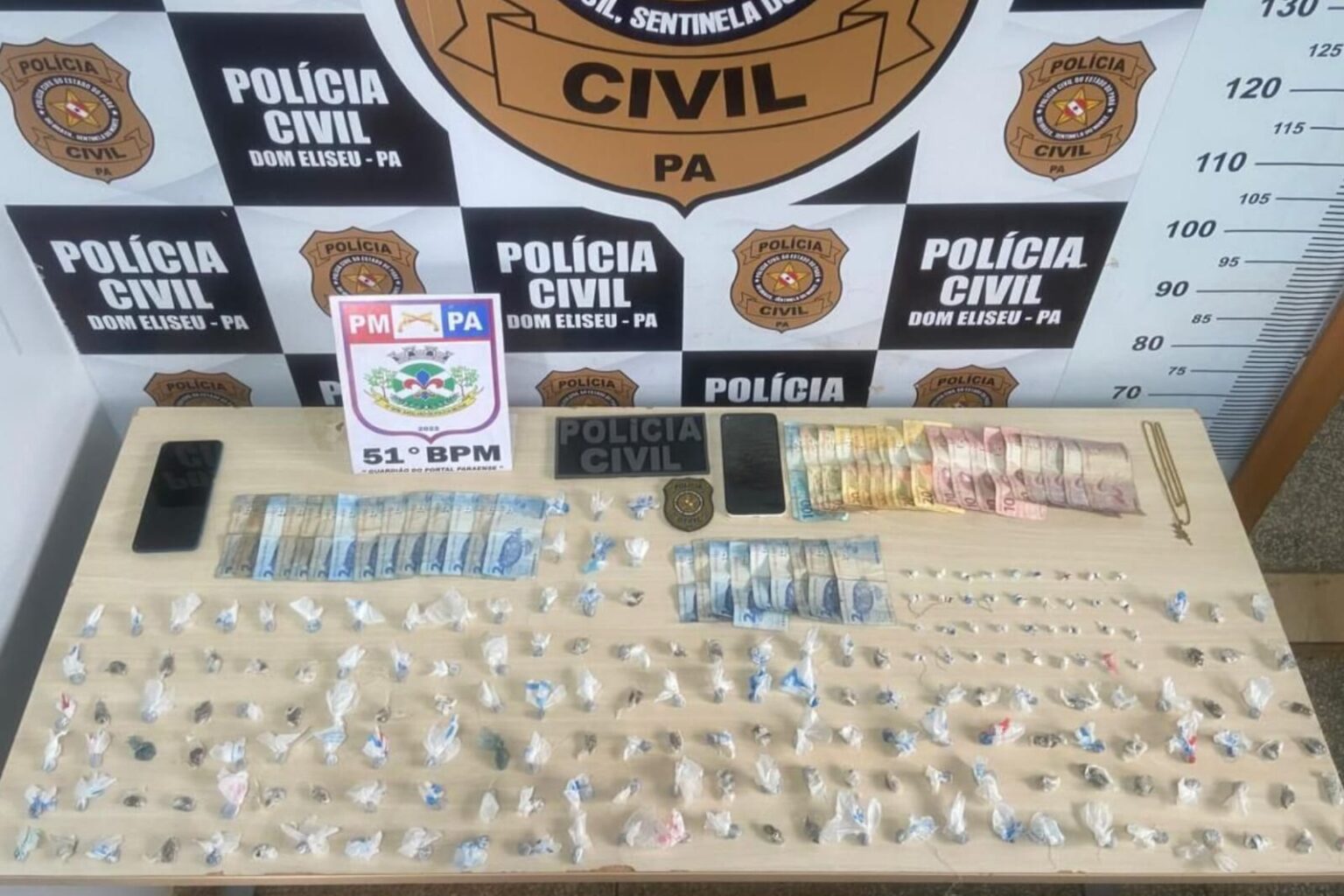 PM e PC apreendem quase 200 porções de drogas em Dom Eliseu