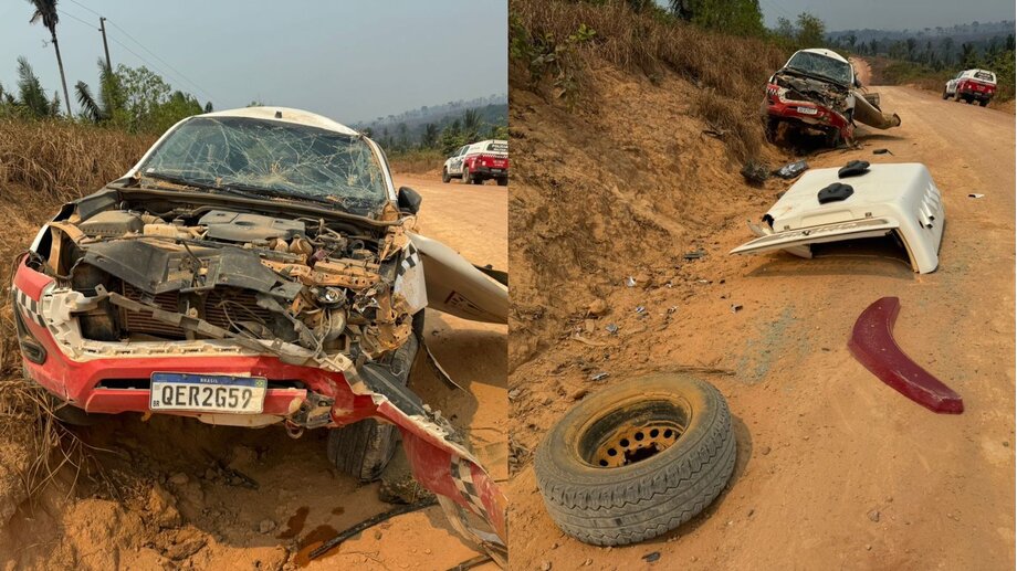Viatura da PM capota durante ronda na BR-230 no sudoeste do Pará