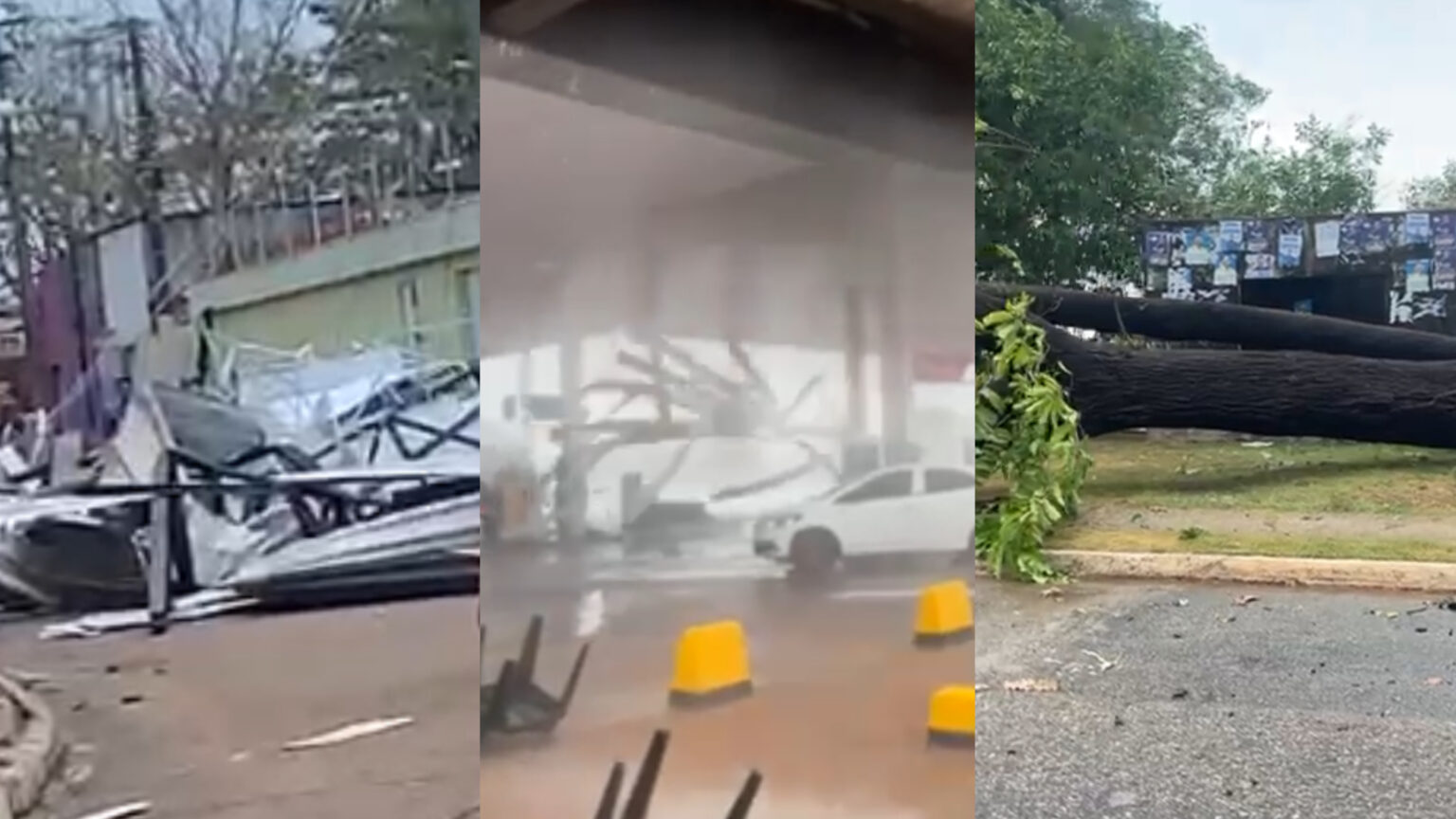 VÍDEO: Temporal arranca forro de posto de combustíveis e deixa rastro de destruição na Morada Nova