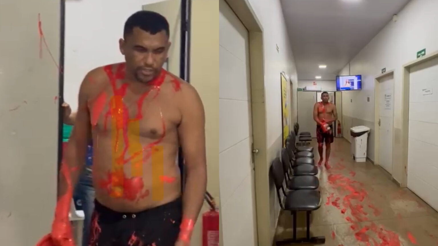 Ativista realiza protesto com tinta vermelha no SAE/CTA de Marabá