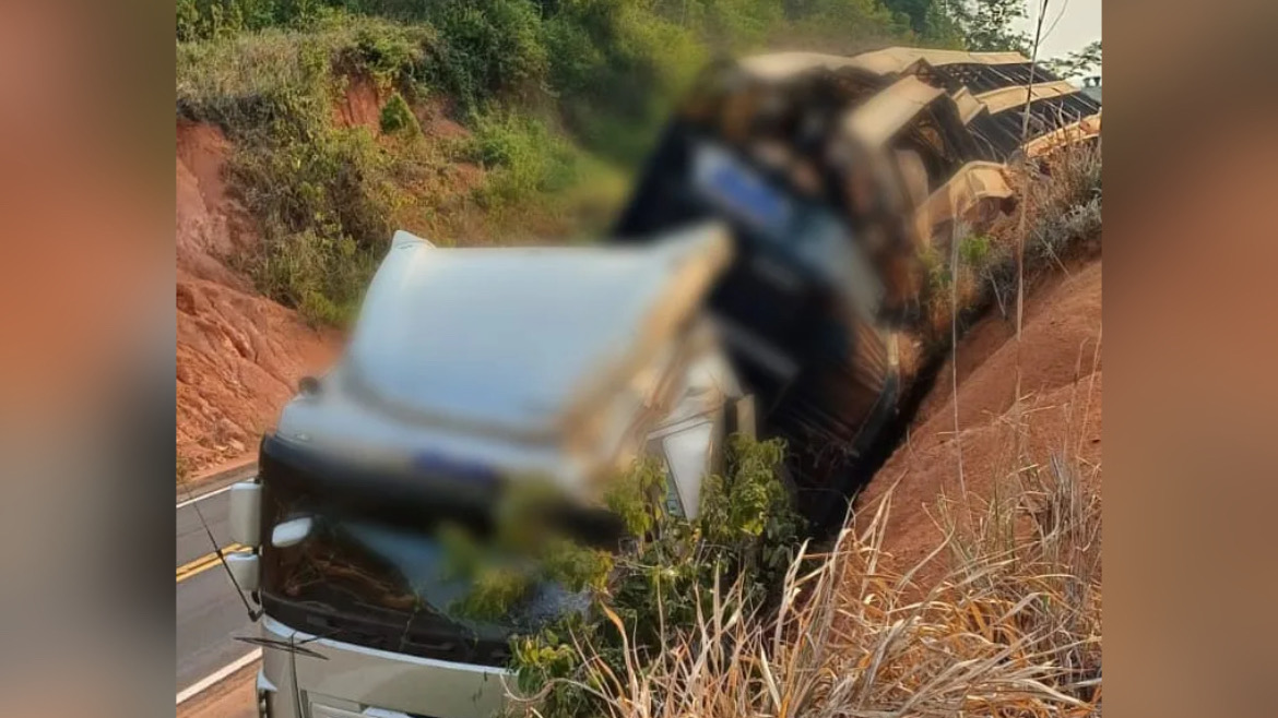 Tentativa de ultrapassagem provoca acidente com carreta e morte de gado no interior do Pará
