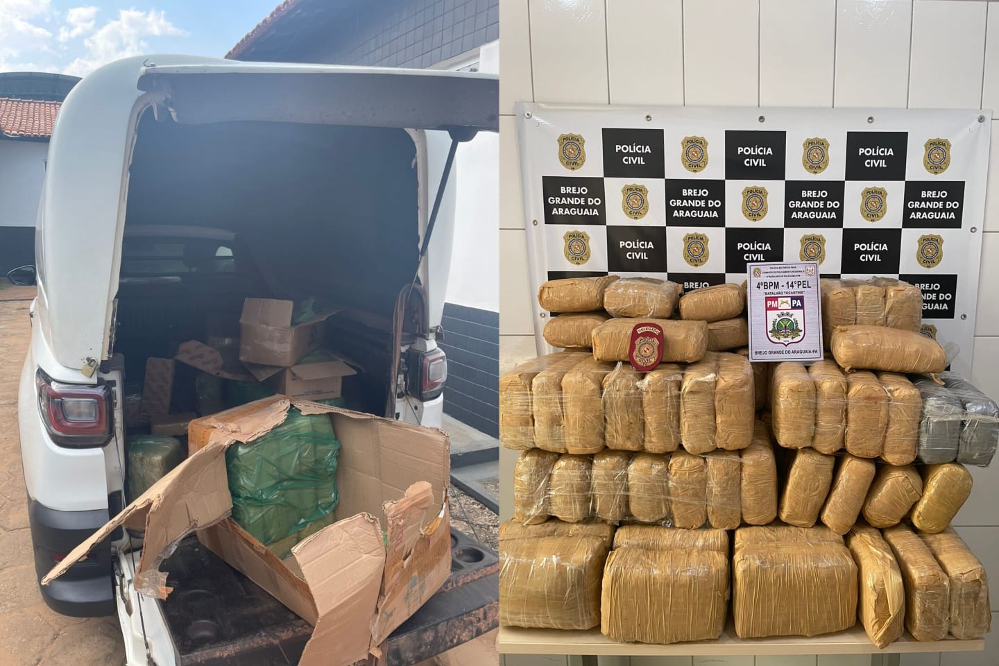 Polícia apreende quase 100  quilos de maconha em Brejo Grande do Araguaia