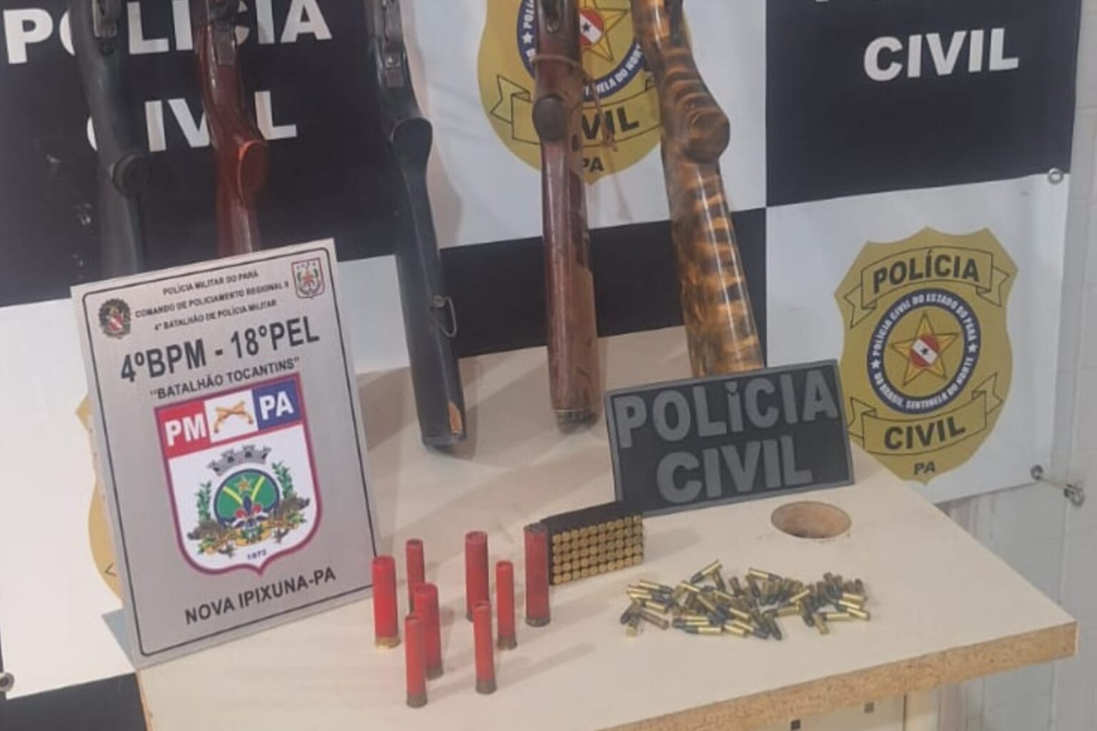 PM apreende armas de fogo e munições na zona rural de Nova Ipixuna