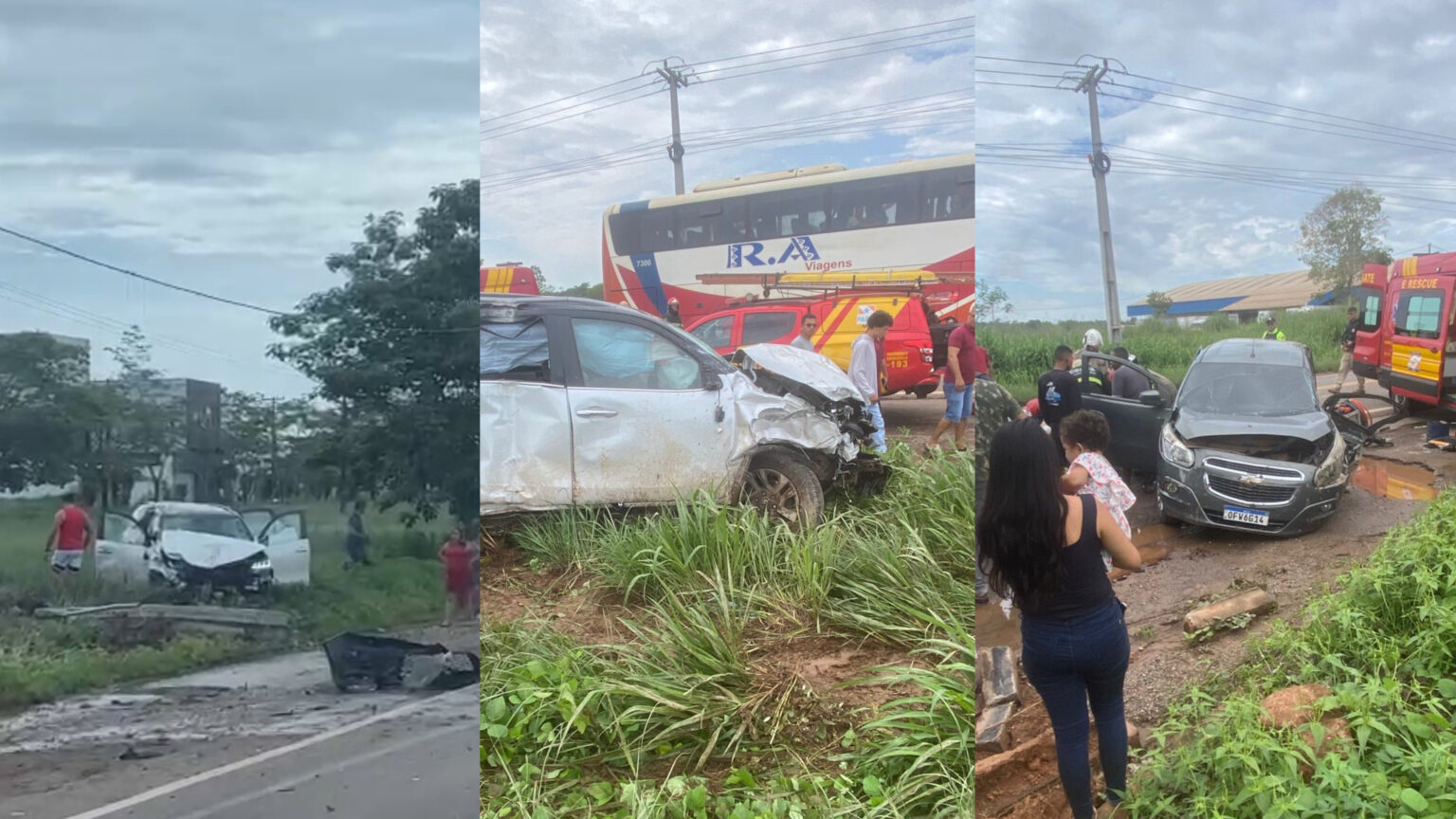 Colisão entre dois carros derruba poste na Transamazônica, em Marabá