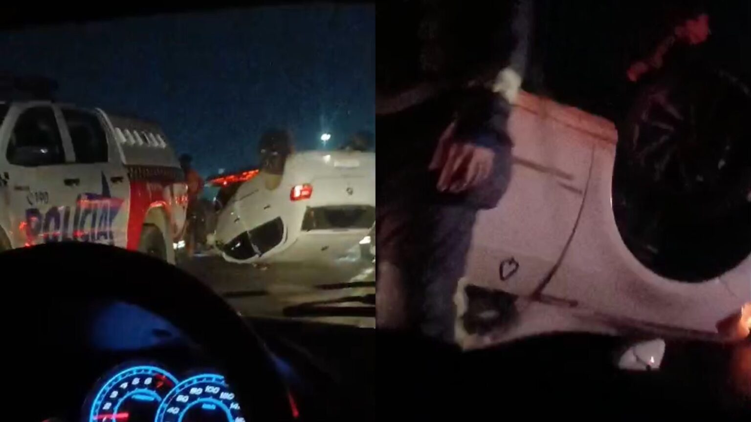 VÍDEO: Carro colide com mureta e capota na BR-230, em Marabá