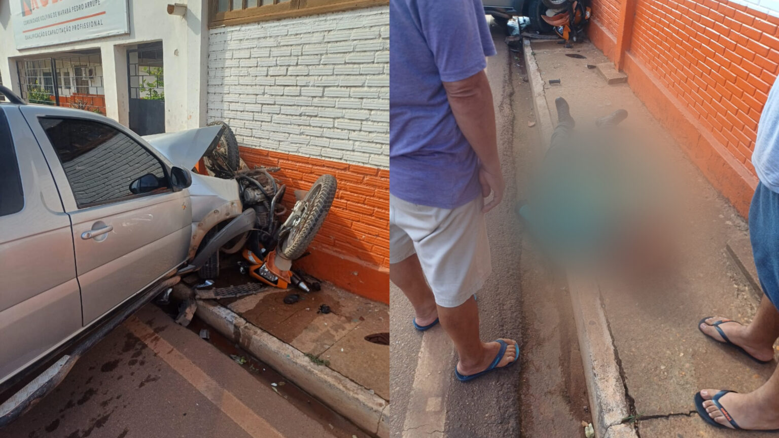 Carro esmaga motocicleta e deixa mototaxista ferido em Marabá