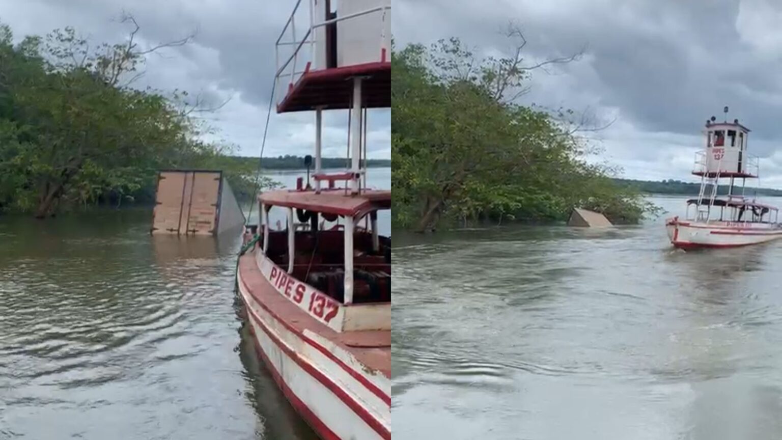 VÍDEO: Caminhão desgovernado cai no Rio Tocantins ao tentar acessar balsa