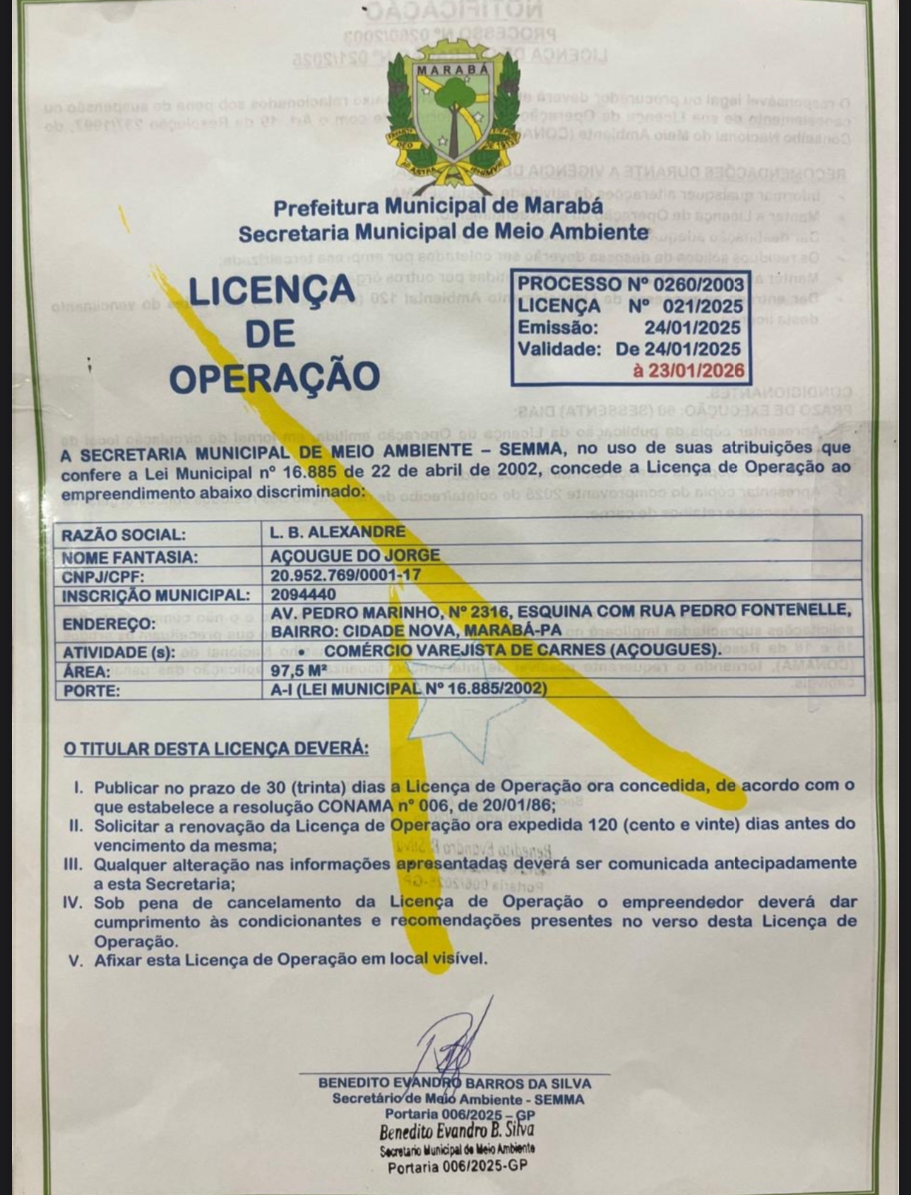 LICENÇA DE OPERAÇÃO