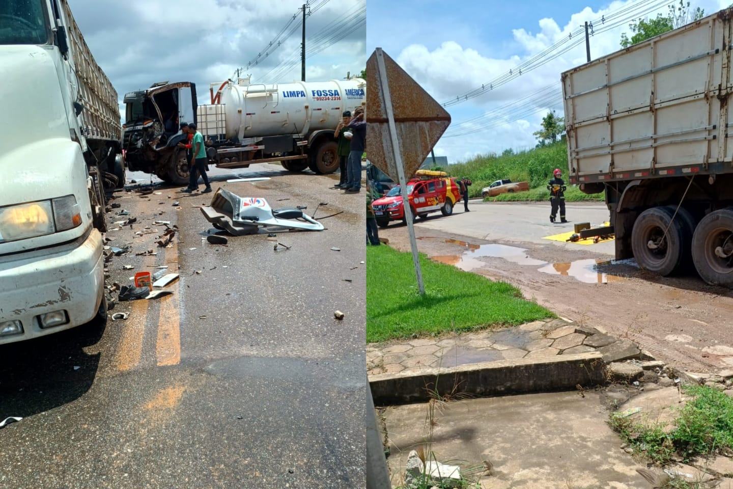 Dois caminhões colidem na BR-155 em Marabá