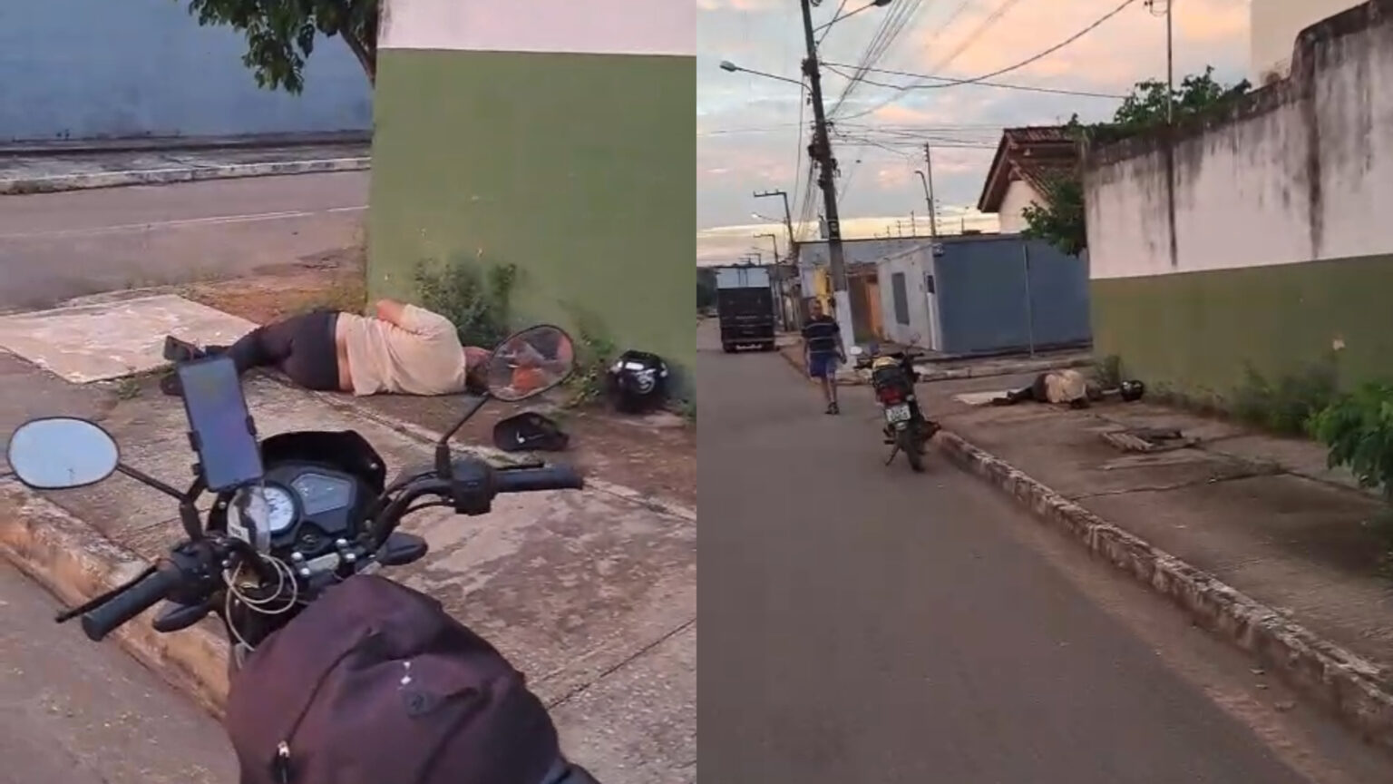 Motociclista por aplicativo é flagrado estirado em calçada no Belo Horizonte, em Marabá