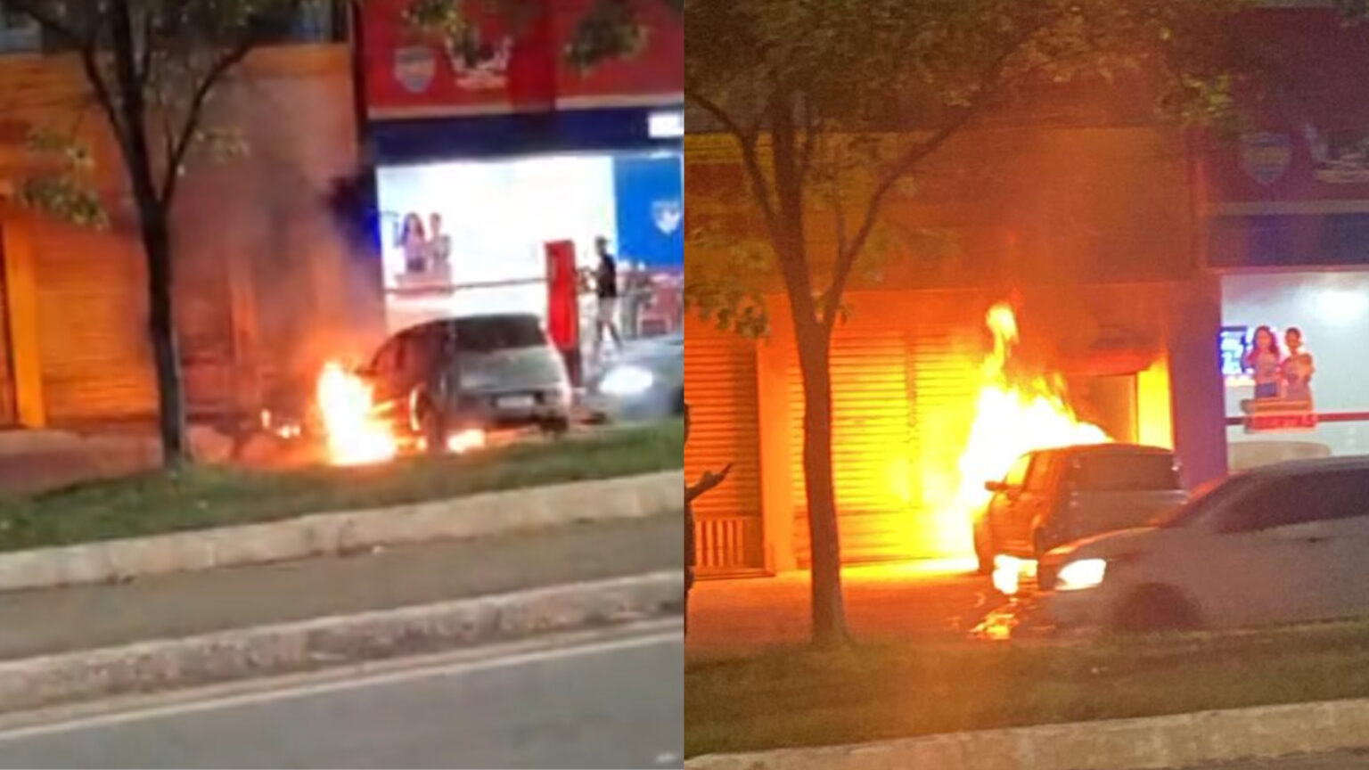 Carro pega fogo em frente a loja de videogames na Folha 28, em Marabá