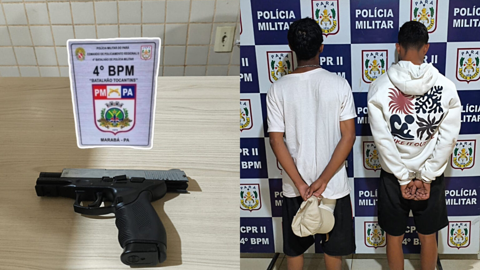 Dupla é levada à delegacia após PM encontrar simulacro de arma em Marabá