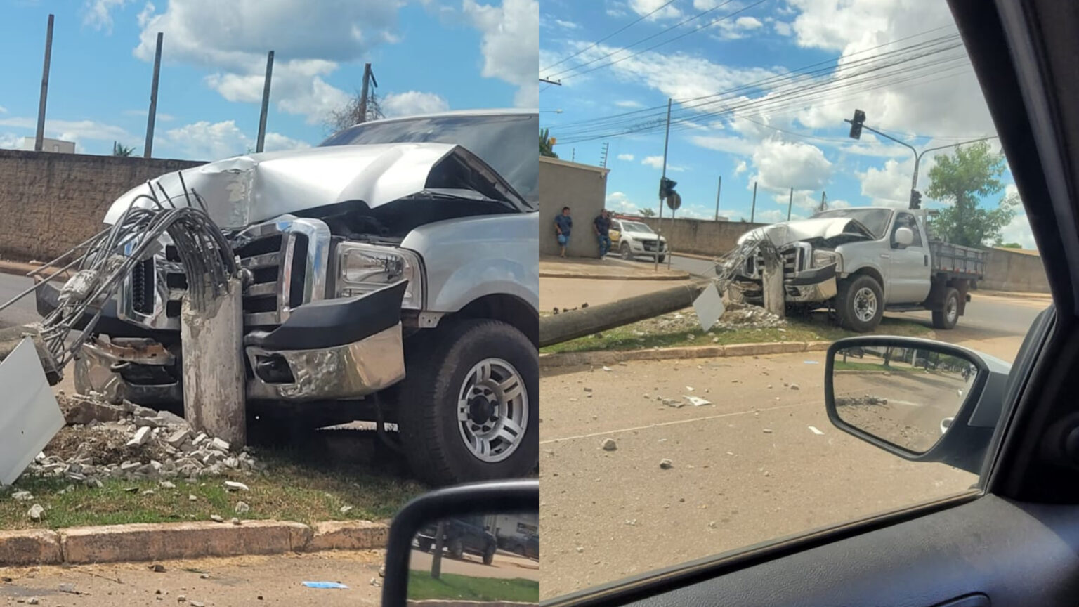 Caminhonete destrói poste em acidente na Cidade Nova, em Marabá