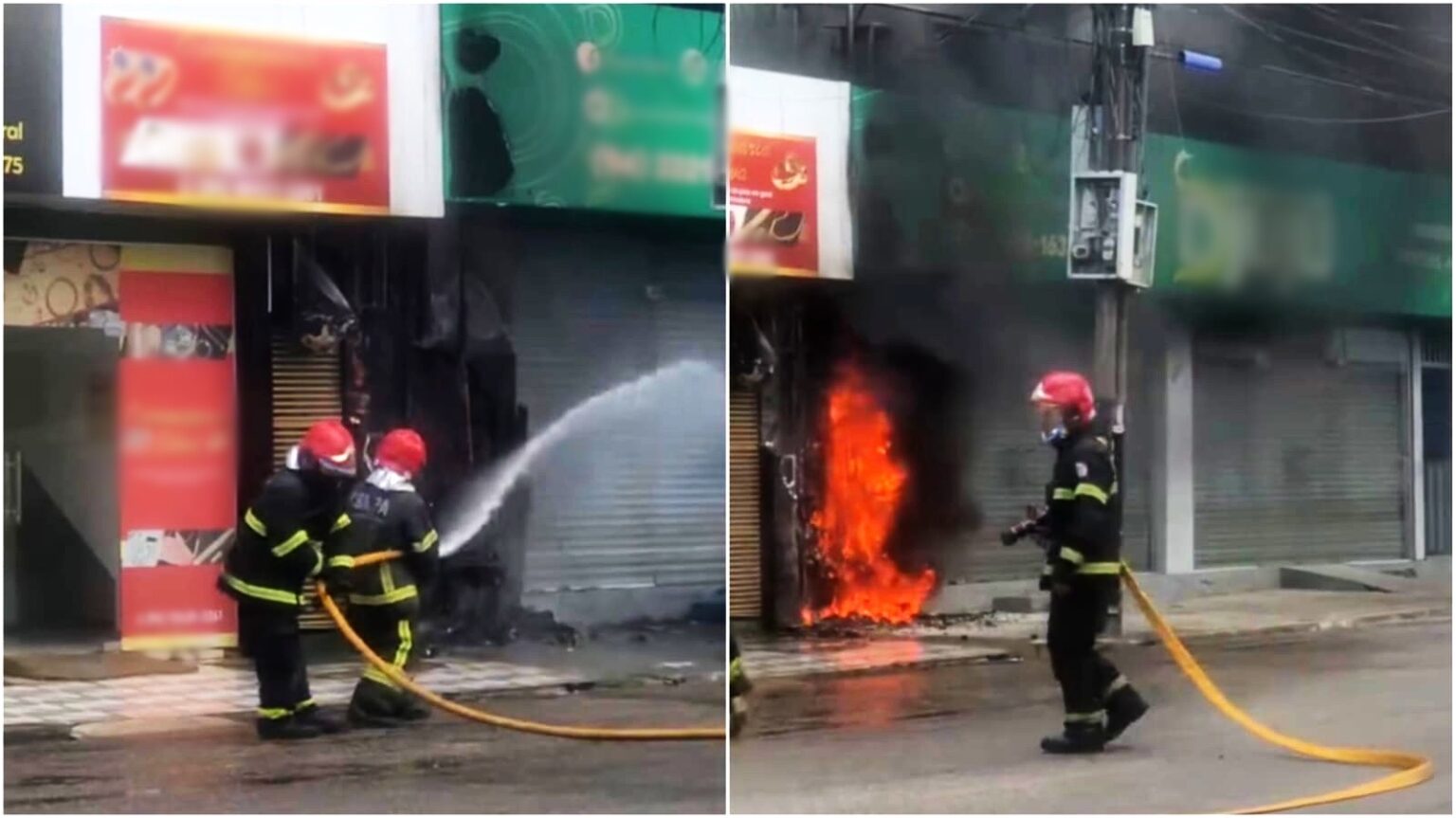 Fogo consome padrão de energia em frente a loja na Marabá Pioneira