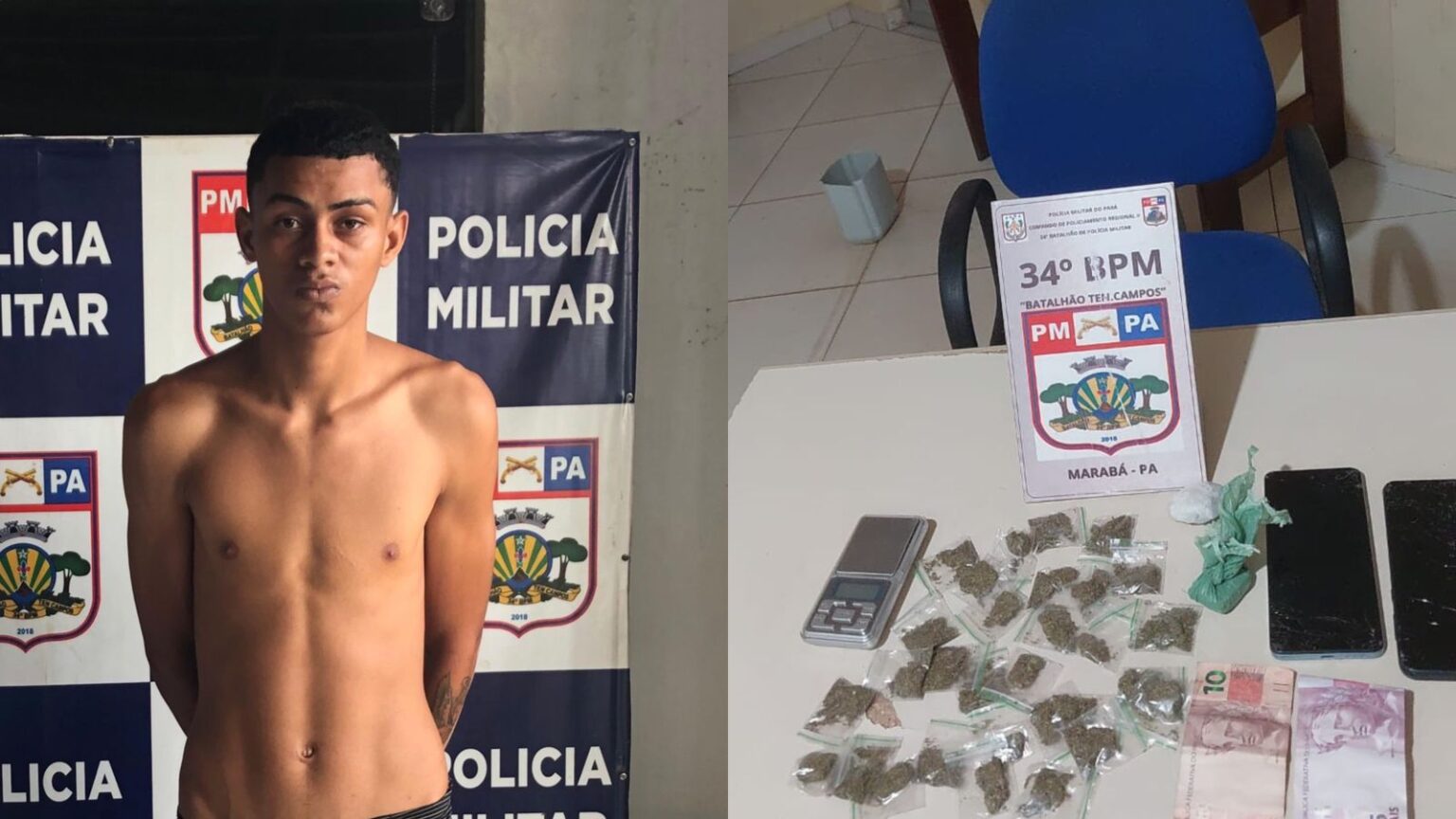 Homem é preso e dois menores apreendidos por tráfico de drogas em Marabá