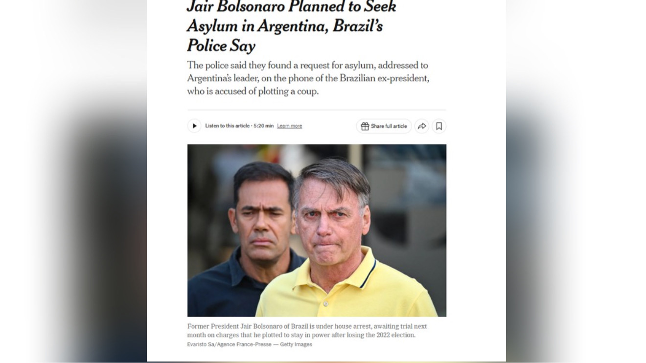Jornais estrangeiros repercutem plano de Bolsonaro de pedir asilo à Argentina