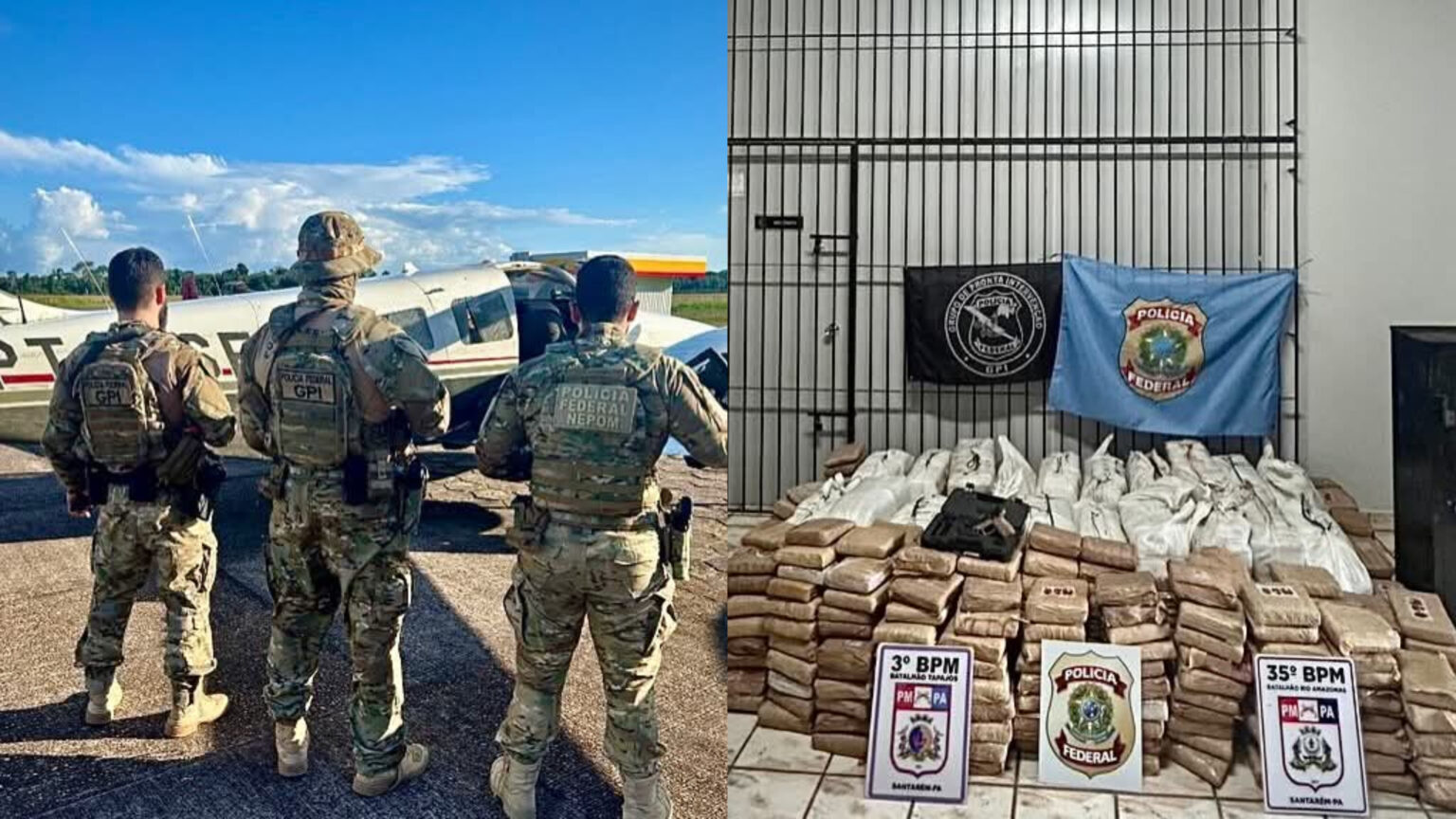 Operação conjunta apreende uma tonelada de drogas, aeronave e armas em Rurópolis