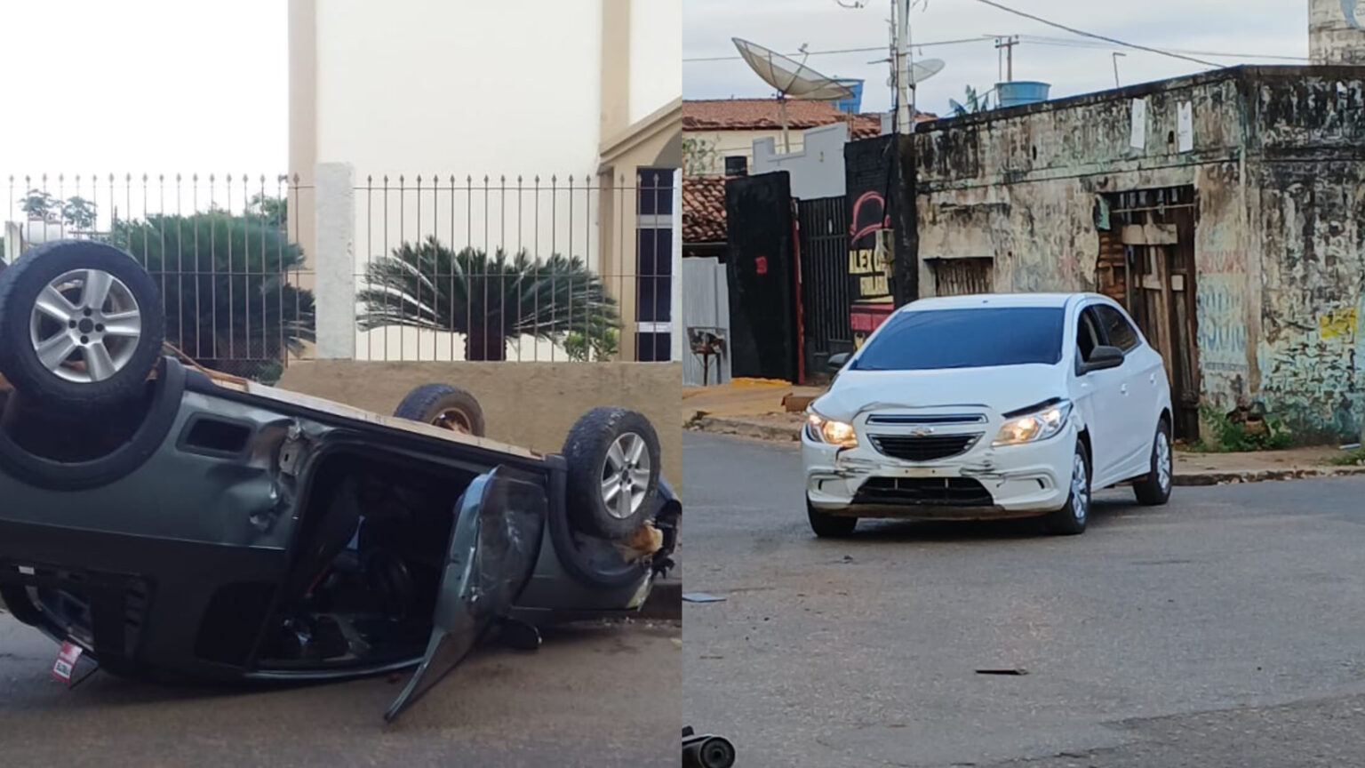 Carros colidem e derrubam muro de igreja em Marabá