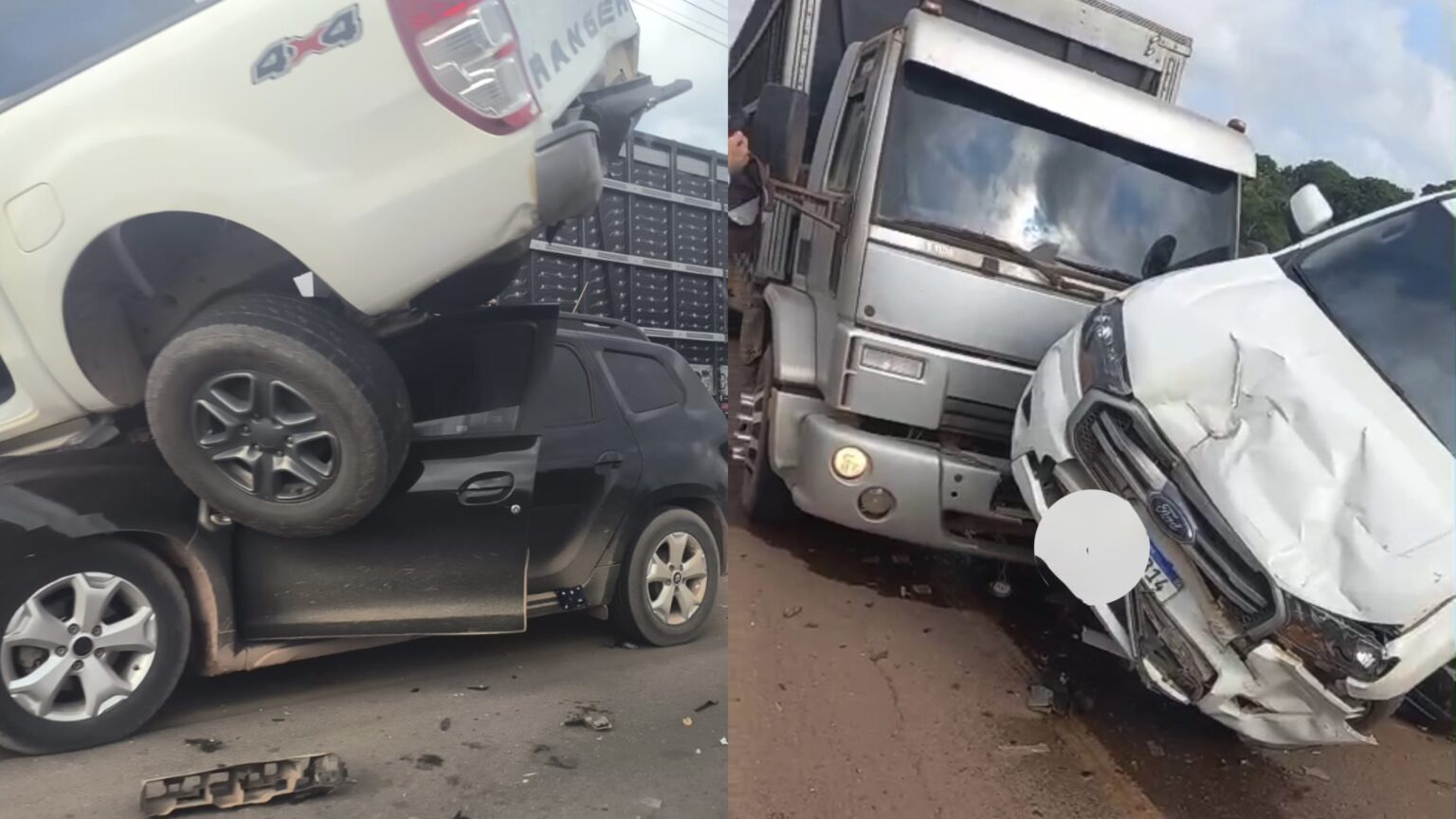 VÍDEO: acidente entre caminhonete, SUV e caminhão interdita trecho da BR-230 em Marabá