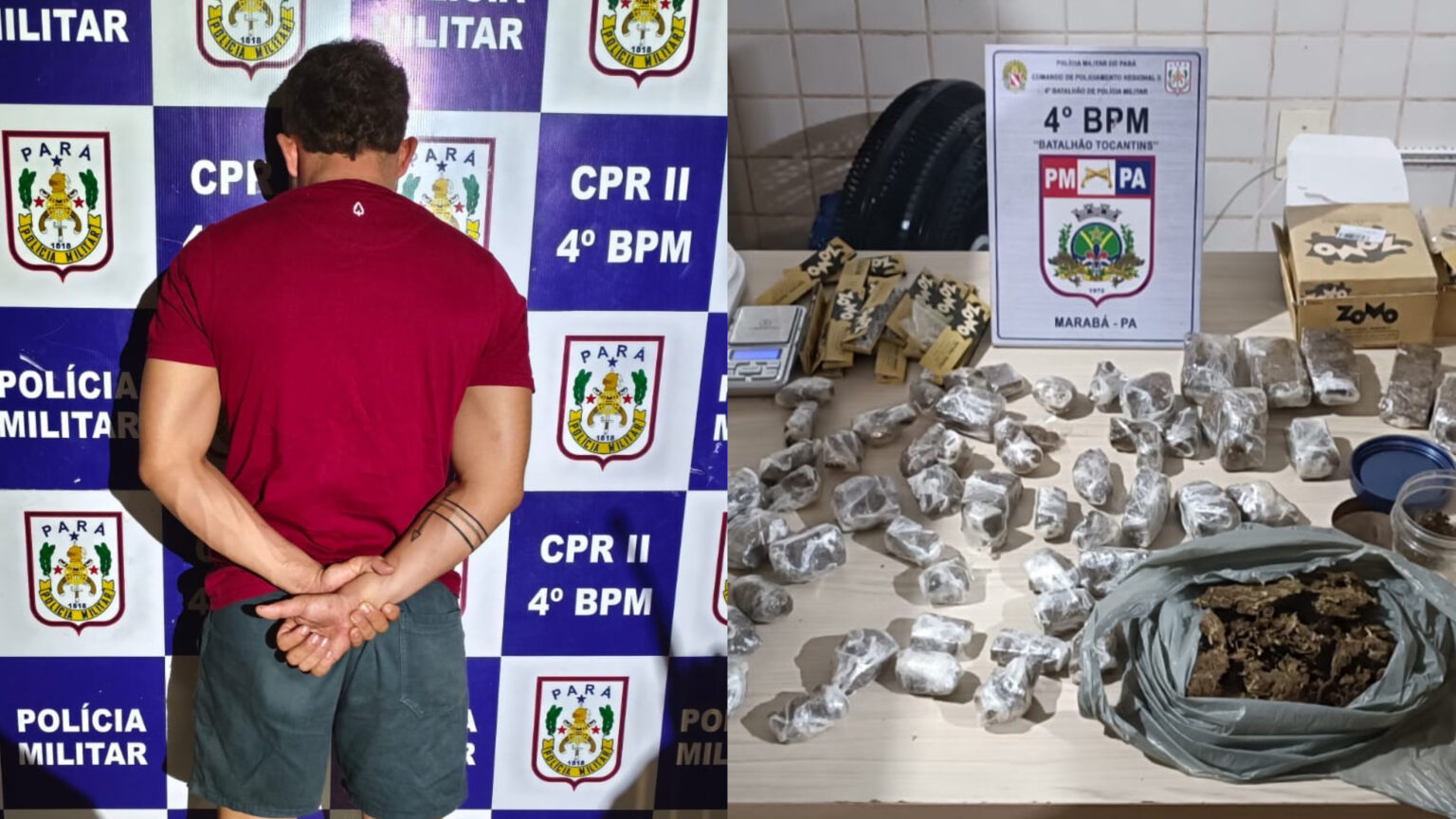 Suspeito é preso com mais de 60 tabletes de maconha em operação policial em Marabá