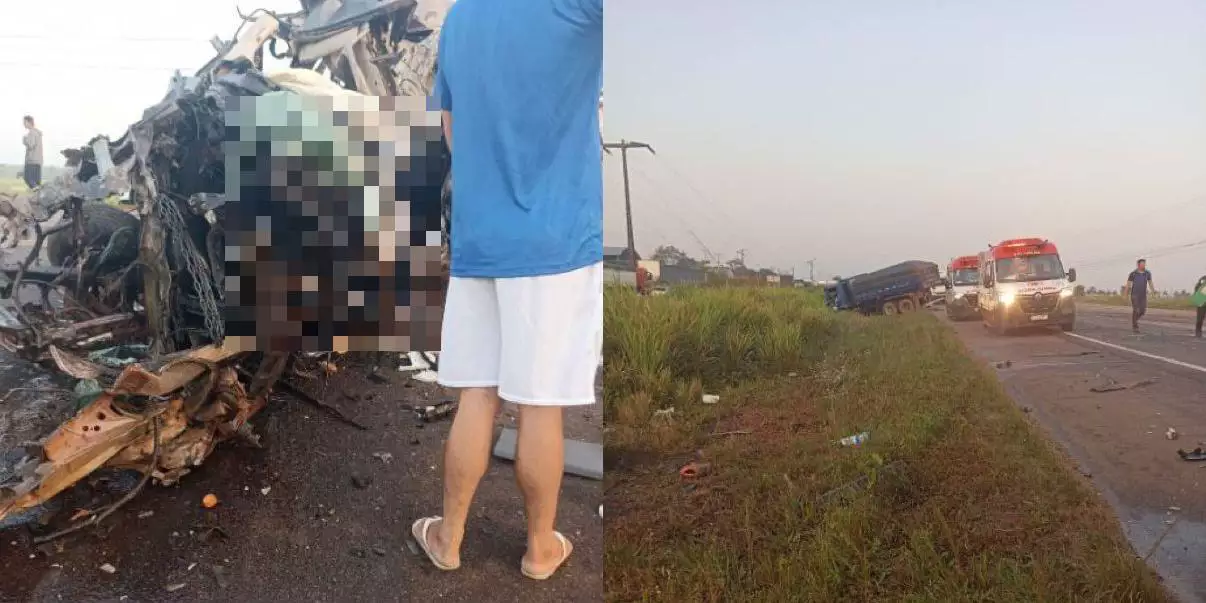 Colisão entre caminhonete e caminhões termina em morte na BR-316, no Pará
