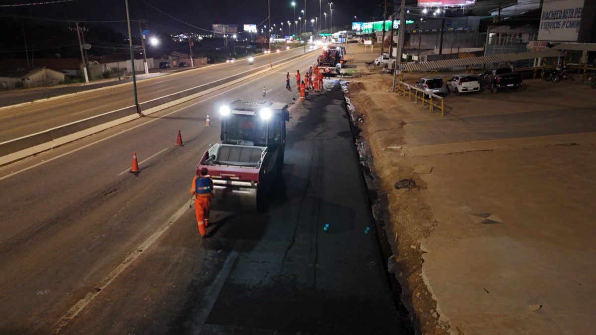 Retorno da Ponte Ana Miranda recebe obras de recapeamento asfáltico em Marabá