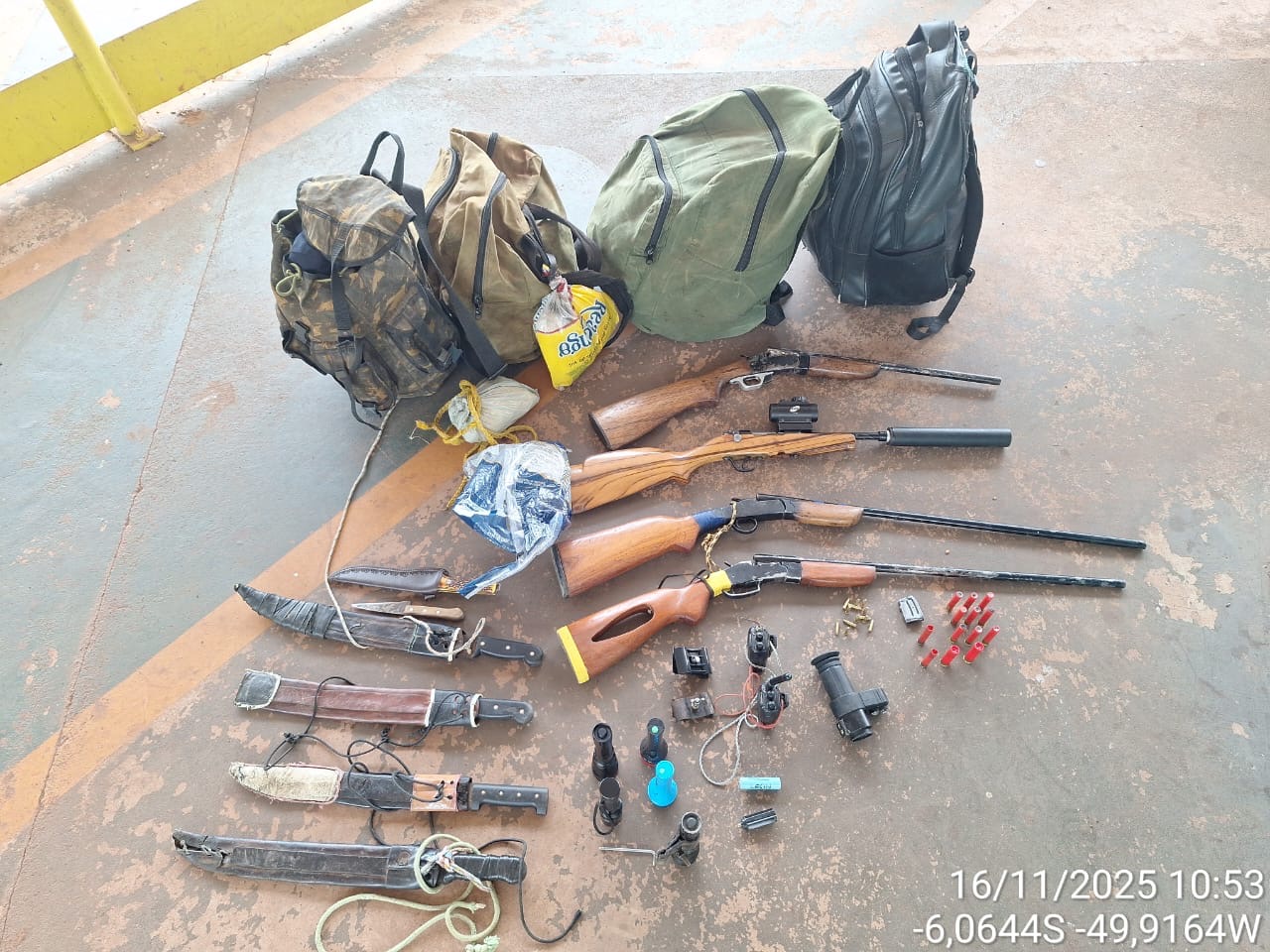 Equipe de fiscalização intercepta caçadores com arsenal e equipamentos táticos em Parauapebas
