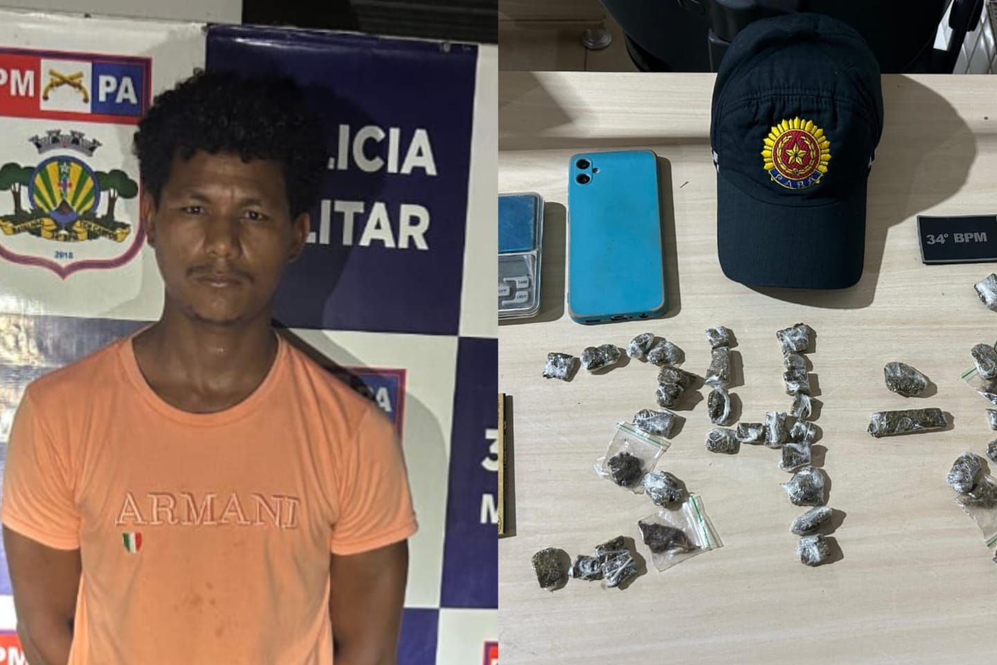 Homem é preso pela PM após ser flagrado com porções de maconha em Marabá
