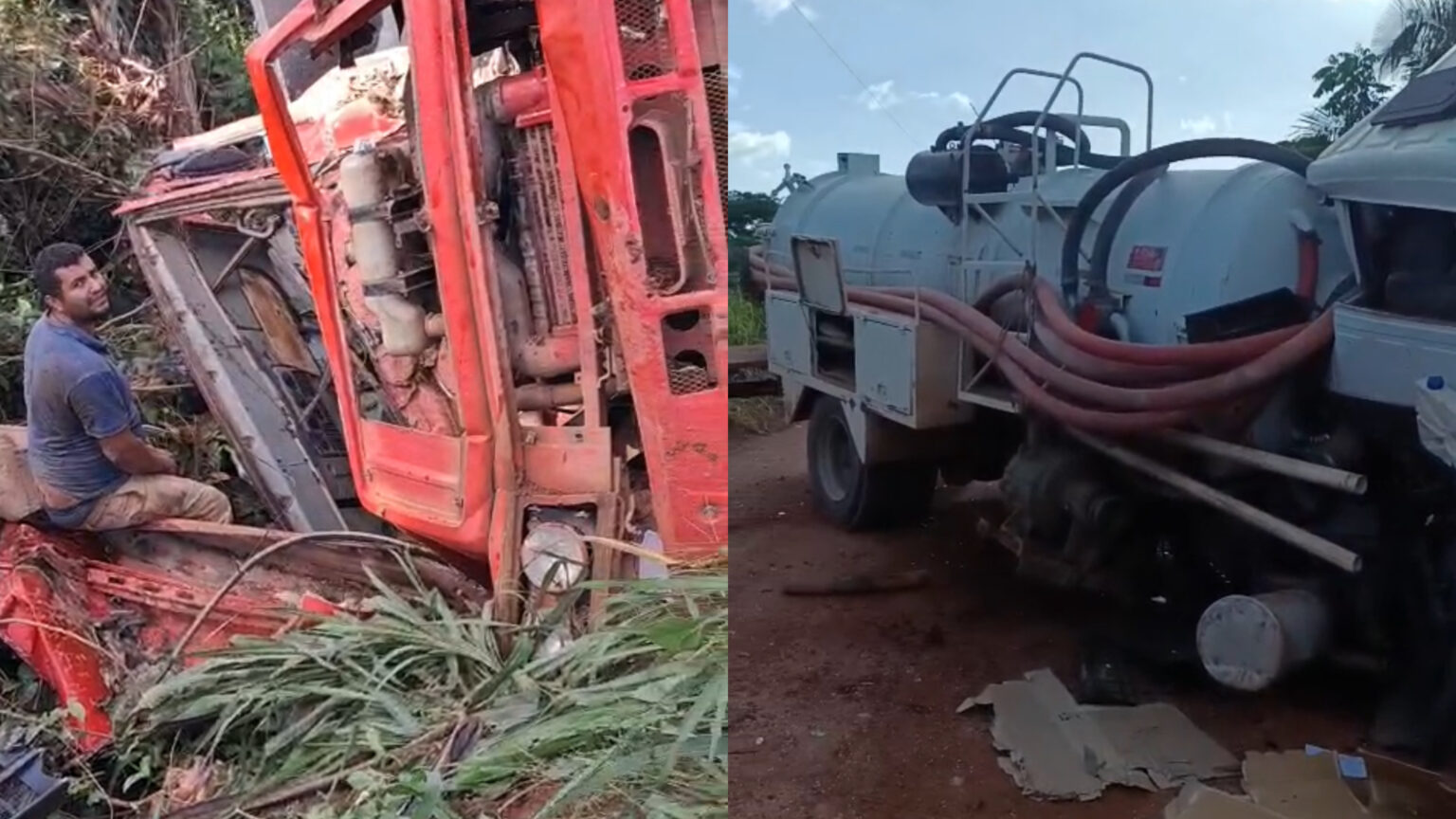 Colisão frontal entre caminhões no acesso ao aterro sanitário deixa um morto em Marabá