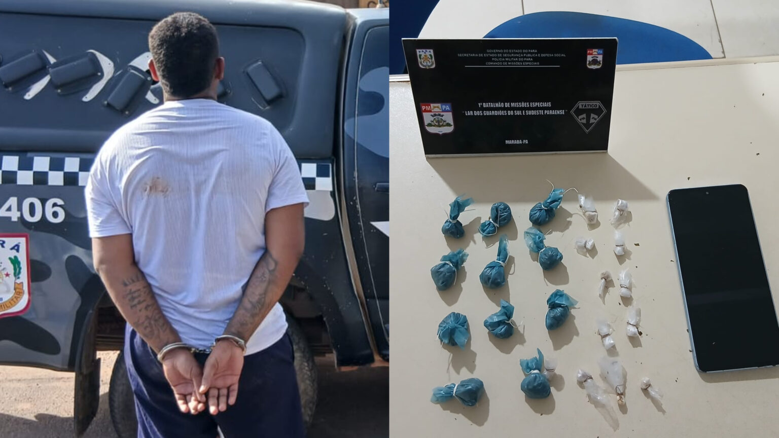 Suspeito é preso com crack e maconha durante ronda no Núcleo Marabá Pioneira
