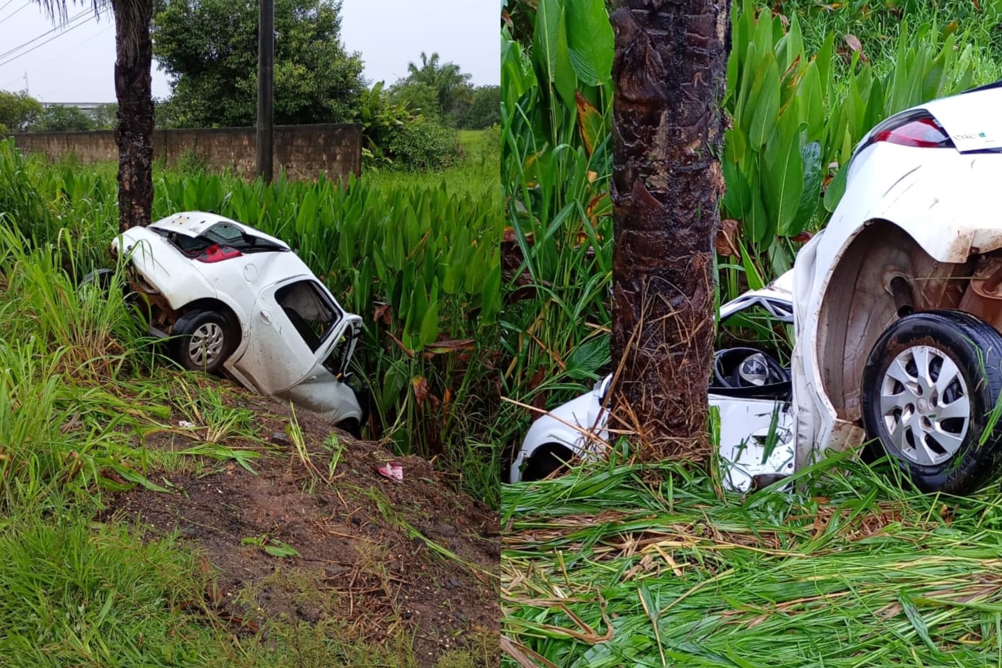 Carro é encontrado danificado após acidente no Núcleo São Félix, em Marabá