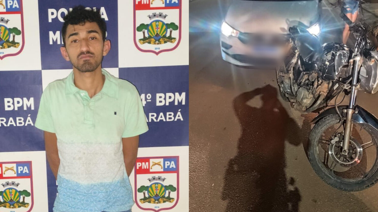 Homem furta motocicleta, provoca colisão e acaba preso em Marabá