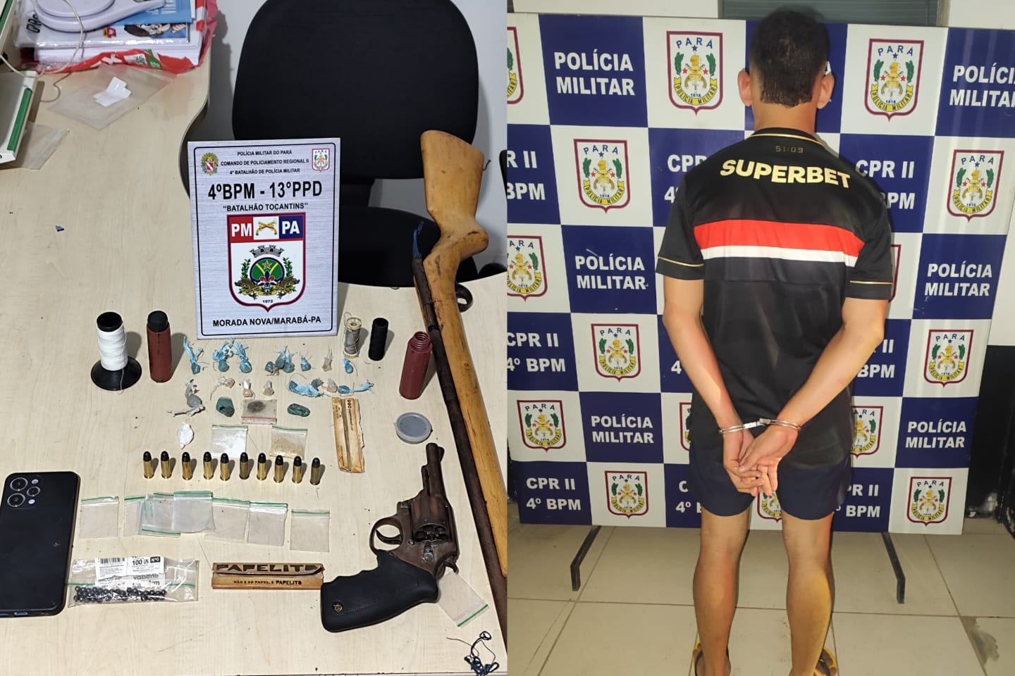 Motociclista é preso com arma de fogo e drogas em Marabá