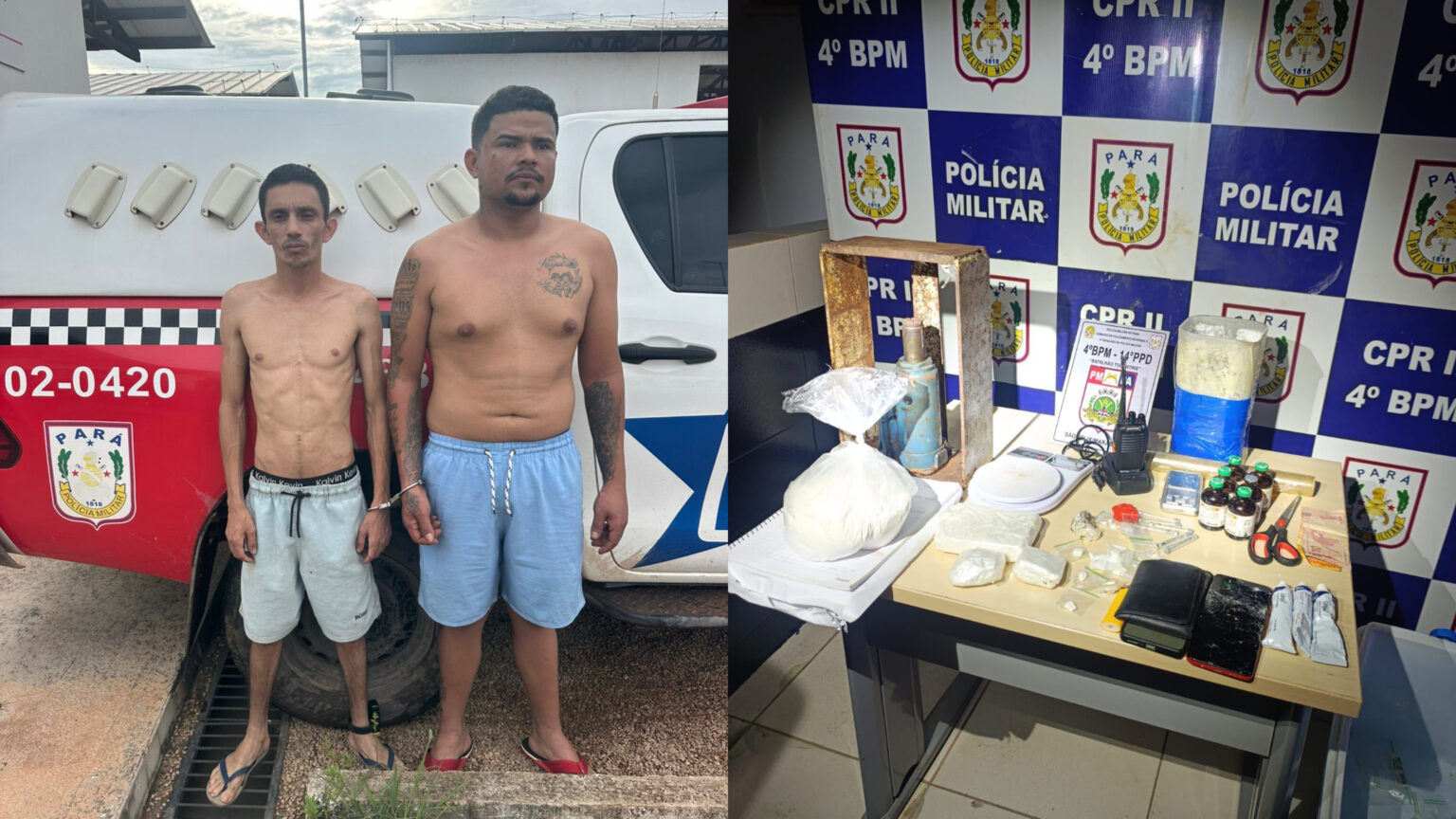Suspeitos tentam fugir, mas são presos após PM localizar laboratório de drogas em Marabá