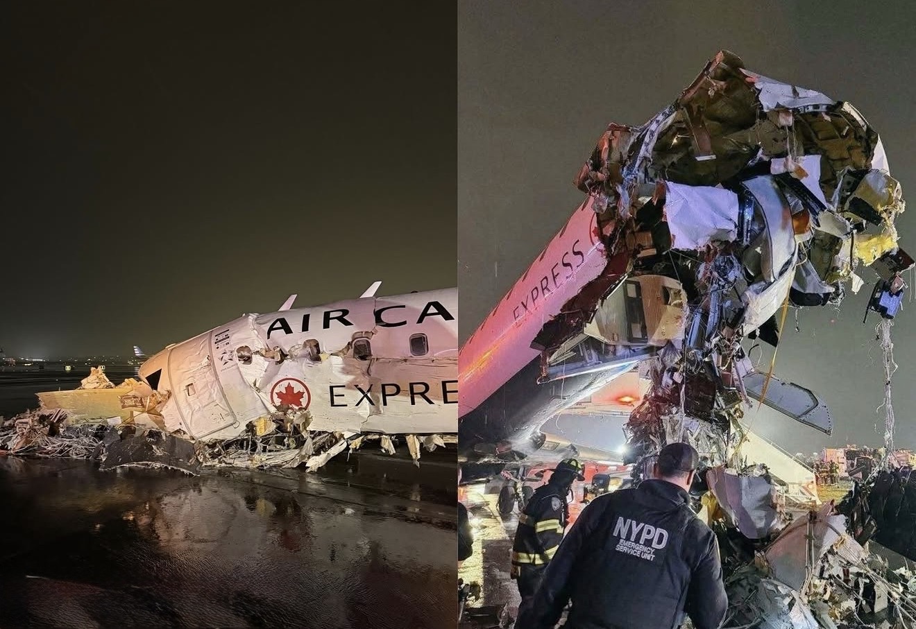 Avião colide com caminhão de bombeiros durante o pouso em Nova York